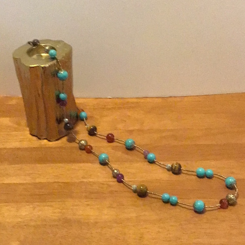 RJ Graziano gold-tone with faux stones…turquoise, carnelian and tiger’s eye